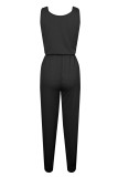 Fashion Casual Solid Frenulum O Neck Straight Jumpsuits