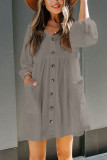 Fashion Casual Solid Split Joint V Neck A Line Dresses