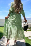 Fashion Street Polka Dot Split Joint V Neck Waist Skirt Dresses