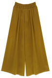 Fashion Casual Solid Frenulum Loose Mid Waist Wide Leg Bottoms