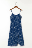 Elegant Print Slit V Neck A Line Dresses