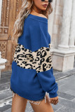 Fashion Street Leopard Split Joint V Neck Tops