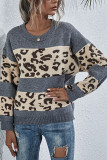 Fashion Casual Print Split Joint O Neck Tops