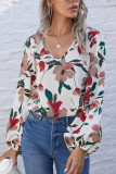 Fashion Casual Print V Neck Tops