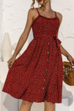 Fashion Casual Print Split Joint Spaghetti Strap A Line Dresses
