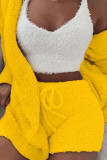 Fashion Casual Solid Split Joint V Neck Long Sleeve Three Pieces
