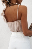 Fashion Street Solid Split Joint V Neck Tops