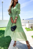 Fashion Street Polka Dot Split Joint V Neck Waist Skirt Dresses