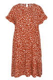 Fashion Street Print Flounce O Neck Printed Dress Dresses