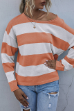 Casual Striped Basic O Neck Tops