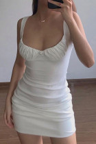 Fashion Street Solid Split Joint Spaghetti Strap Pencil Skirt Dresses