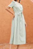 Elegant Plaid Lace With Belt Peter Pan Collar A Line Dresses