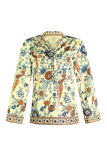Street Print Split Joint Buttons Mandarin Collar Tops