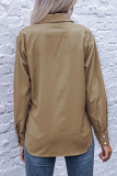 Fashion Street Solid Split Joint Frenulum Turndown Collar Tops