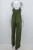 Fashion Street Solid Split Joint V Neck Loose Jumpsuits
