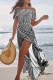 Fashion Street Striped Split Joint Off the Shoulder Irregular Dresses