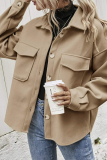 Casual Solid Pocket Buckle Turndown Collar Outerwear