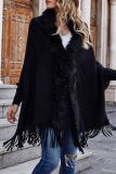 Casual Solid Tassel Split Joint Tops Sweater