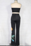 Fashion Street Print Turndown Collar Long Sleeve Three Pieces