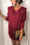 Fashion Casual Solid Split Joint O Neck Pencil Skirt Dresses