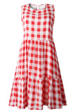 Fashion Street Plaid Split Joint O Neck Princess Dresses