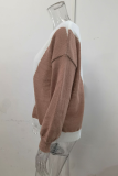 Street Color Lump Basic O Neck Tops