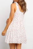 Fashion Sweet Print Split Joint O Neck A Line Dresses