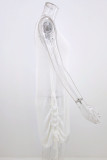 Fashion Casual Solid Draw String U Neck Straight Dresses