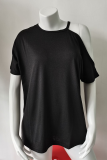 Casual Solid Split Joint Asymmetrical Collar T-Shirts