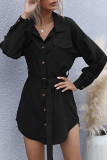 Fashion Street Solid Split Joint Turndown Collar Tops