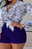 Fashion Street Print Mandarin Collar Tops