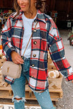 Fashion Daily Adult Plaid Split Joint Cardigan Turndown Collar Tops