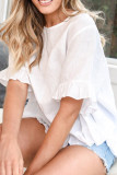 Fashion Casual Solid Split Joint O Neck T-Shirts