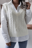 Casual Solid Split Joint V Neck Tops