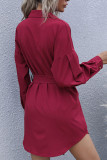 Fashion Street Solid Split Joint Turndown Collar Tops