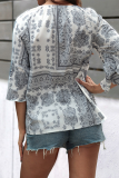 Casual Street Print Frenulum Tops