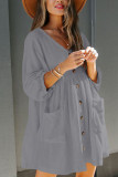 Fashion Casual Solid Split Joint V Neck A Line Dresses