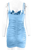 Fashion Sexy Solid Split Joint Spaghetti Strap Wrapped Skirt Dresses