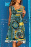Fashion Casual Print Tassel O Neck A Line Dresses