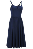 Fashion Casual Solid Split Joint Spaghetti Strap A Line Dresses