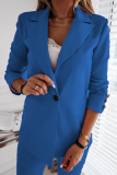 Elegant Solid Split Joint Buttons Turn-back Collar Outerwear