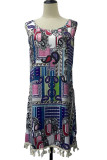 Fashion Casual Print Tassel O Neck A Line Dresses