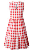 Fashion Street Plaid Split Joint O Neck Princess Dresses