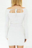Casual Solid Frenulum Square Collar Pencil Skirt Dresses Sweater