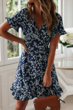 Fashion Street Print Split Joint V Neck Irregular Dresses