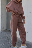 Fashion Sportswear Solid Hooded Collar Long Sleeve Two Pieces
