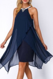 Fashion Street Solid Split Joint O Neck Pencil Skirt Dresses
