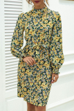 Fashion Elegant Floral Split Joint Frenulum O Neck A Line Dresses