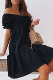 Fashion Casual Solid Split Joint Off the Shoulder Princess Dresses