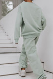 Fashion Sportswear Solid Split Joint O Neck Long Sleeve Two Pieces